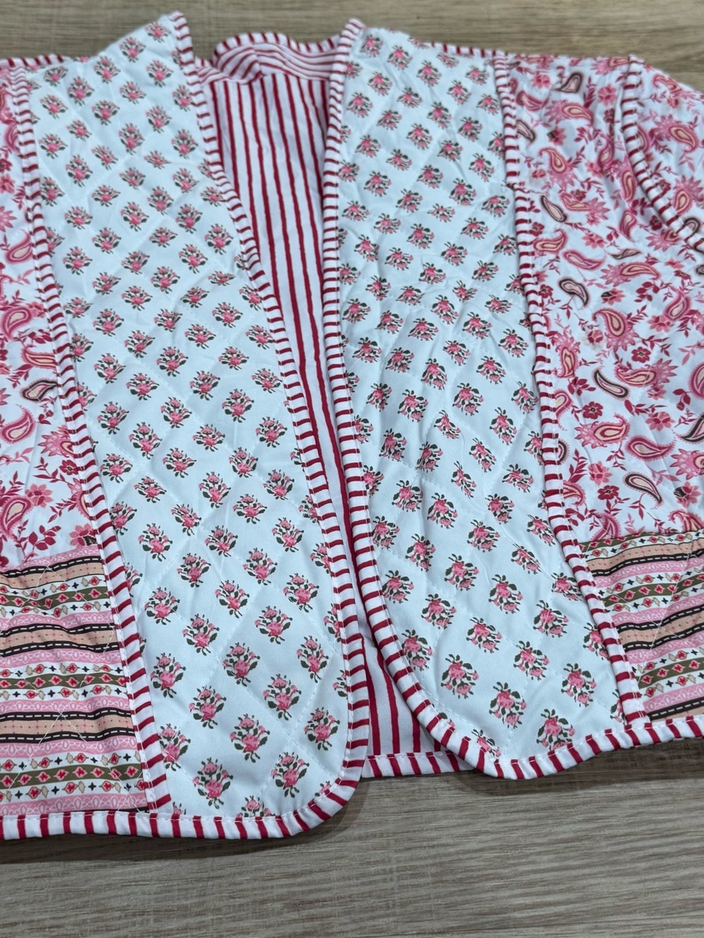 Patchwork Quilted Cropped Jacket Pink Floral Boho Cottagecore - Picture 3 of 7
